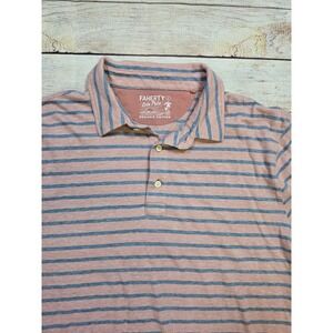 Faherty Shirt Men's Large Pink Blue‎ Isle Polo Short Sleeve Cotton Striped